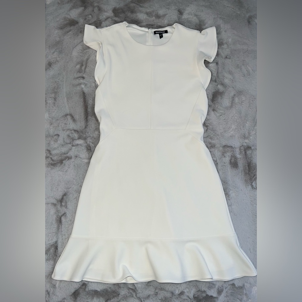 White Express mini dress with frill sleeves